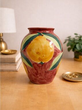 Pottery Barn Hand-Painted Italian Fruit Vase 8”